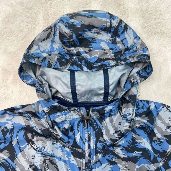Under Armour Jacket Mens Medium Fitted Blue Camouflage Windbreaker 1/2 Zip Hoode - Picture 3 of 9